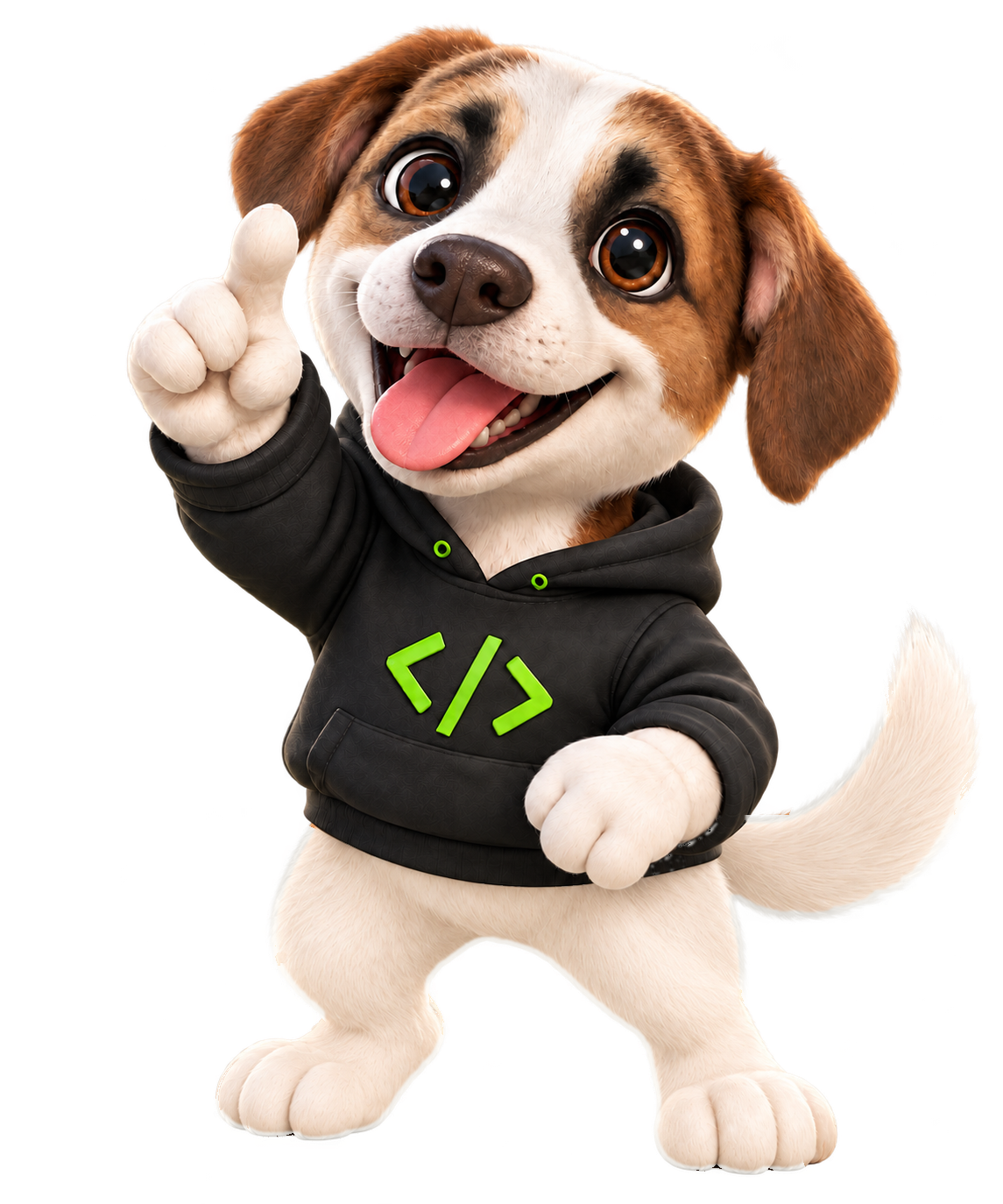Cachorro de Pluton Tech con sudadera negra